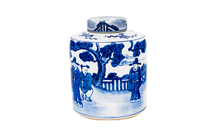 Lot1686 清 青花人物故事茶叶罐