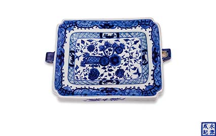 Lot1603  清嘉庆  青花牡丹纹温盘